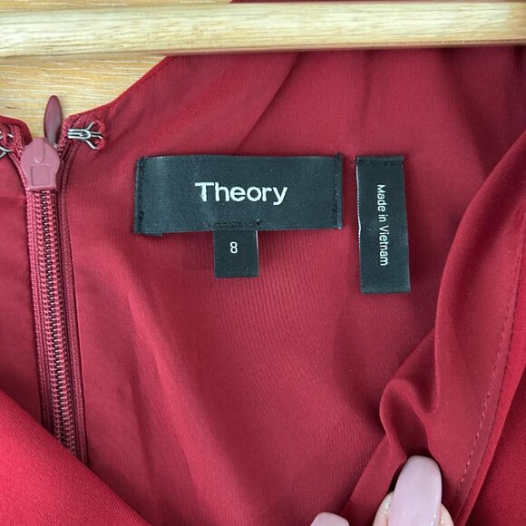 Theory Dress Womens 8 Red Sleeveless V-Neck A-Line Fit & Flare Lined Cocktail - Picture 5 of 9